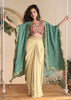 Beige And Green Designer Indo Western Set