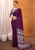 Passion Purple Satin Silk Saree with Ajrakh Printed Pallu and Blouse