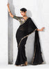 Black Embroidered Designer Silk Saree