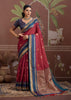 Amarican Red Woven Banarasi Tussar Silk Saree