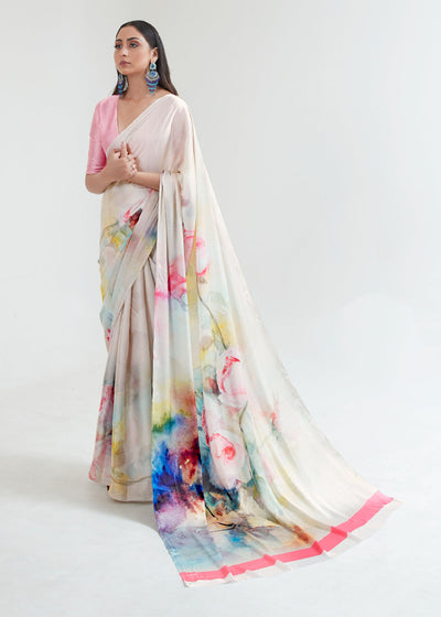 SNOW WHITE PRINT SAGA SAREE (6297938493633)