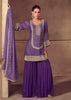 Magic Purple Embroidered Bandhej Sharara Suit Set