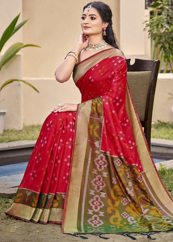 Scarlet Red Woven Patola Silk Saree