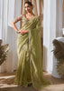 Pre Order: Grass Green Designer Silk Saree
