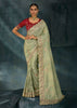 Pista Green Embroidered Designer Tissue Saree