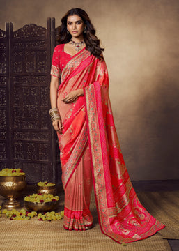 Princess Pink Woven Soft Silk Saree