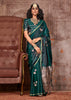 Hunter Green Banarasi Satin Silk Saree With Brocade Blouse