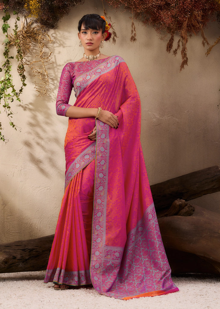 Fuchsia Pink Woven Kanjivaram Silk Saree