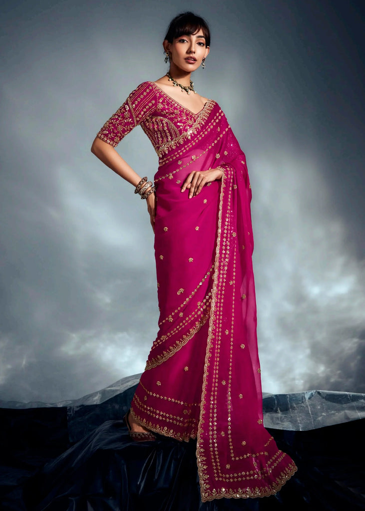 Princess Pink Designer Silk Saree