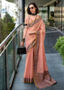 Apricot Peach Woven Linen Tissue Silk Saree