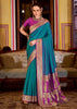Peacock Blue Banarasi Soft Silk Saree