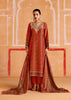 Autumn Red Embroidered Suit Set With Digital Print