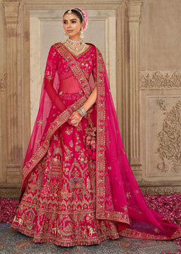 Dark Pink Heavy Embroidered Designer Lehenga