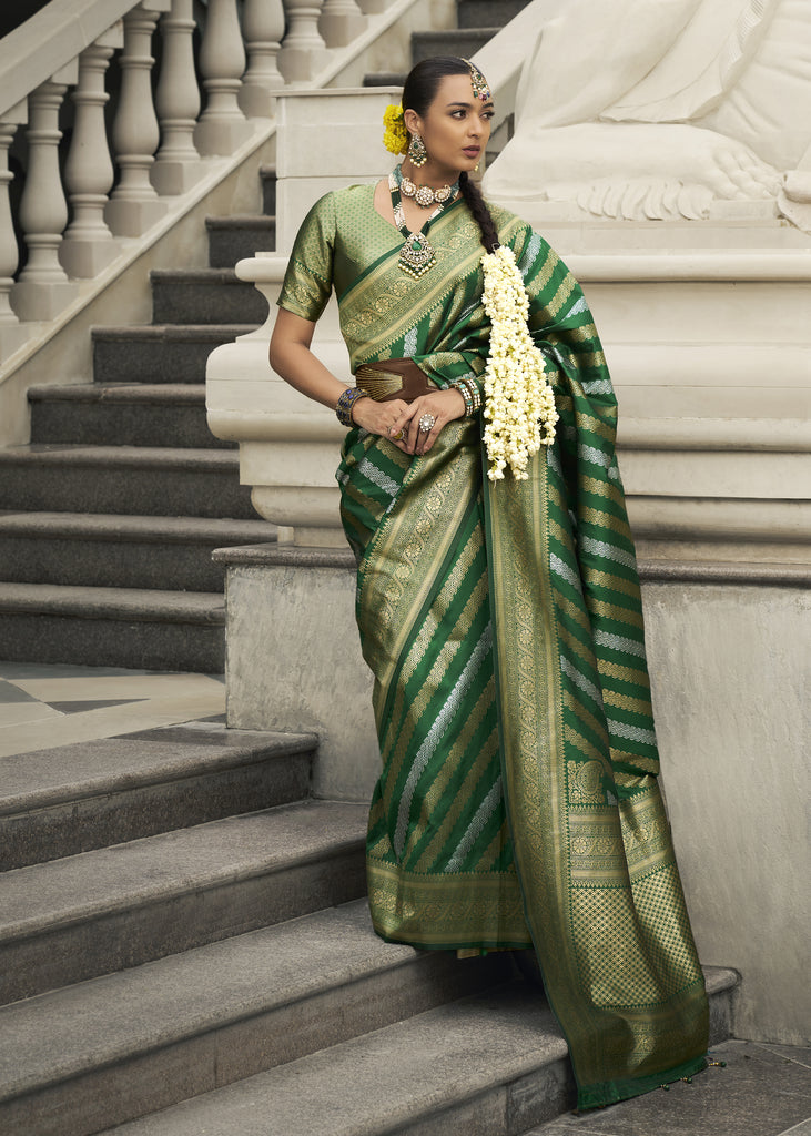 Festive Green Woven Banarasi Silk Saree