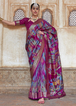 Orchid Purple Printed Soft Silk Saree