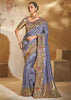 Lavender Designer Embroidered Silk Saree