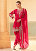 Cherry Red Embroidered Designer Suit Set