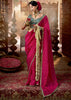 “Exclusive Offer” : Raspberry Pink Woven Designer Embroidered Silk Saree With Contrast Blouse