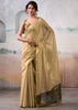 Gold Beige Woven Tissue Silk Saree