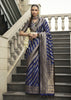 Navy Blue Woven Banarasi Silk Saree