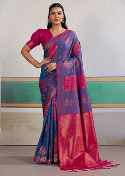 Lilac Purple Banarasi Silk Saree