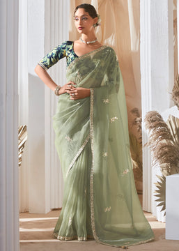 Pre Order: Saga Green Designer Silk Saree