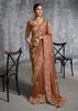 Hazel Brown Embroidered Tissue Silk Saree
