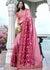 Barbie Pink Heavy Embroidered Designer Silk Saree (10580180435137)