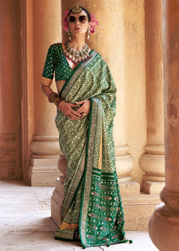 Fair Green Printed Patola Silk Saree