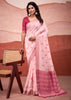 Baby Pink Woven Cotton Silk Saree