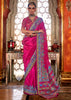 Hot Pink Printed Kashmiri Jamewar Saree