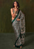 Mallard Green Printed Satin Crepe Silk Saree
