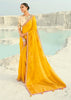 Yellow Woven Banarasi Embroidered Organza Satin Silk Saree