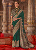 Bottel Green Printed Kashmiri Jamewar Saree