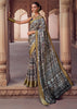 Drizzle Grey Banarasi Digital Printed Silk Saree