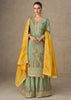 Pista Green Heavy Embroidered Traditional Palazzo Suit Set