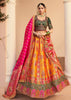 Pink & Orange Banarasi Silk Embroidered Lehenga