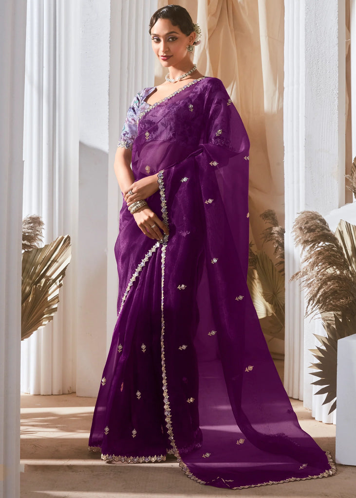 Pre Order:Rich Purple Designer Silk Saree