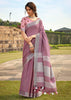 ANTIQUE PURPLE WOVEN LINEN SAREE WITH KHADI PRINT BLOUSE (6713087000769)