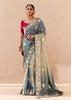 Ash Grey Heavy Embroidered Designer Silk Saree