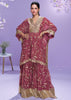 Earthy Red Georgette Kaftaan Sharara Set