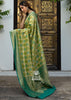 Phalgun : Rangkaat Khaddi Georgette Handloom Banarasi Saree In Shades Of Green