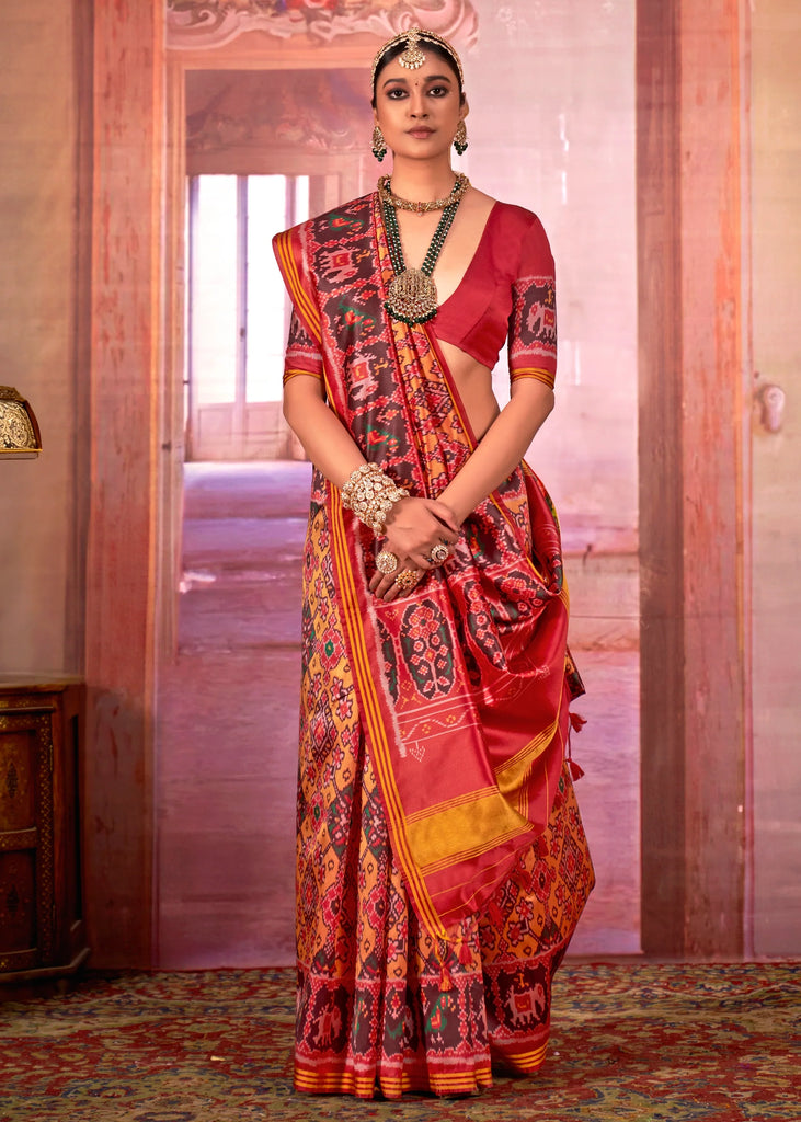 Festive Yellow Printed Patola Silk Saree