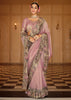 Onion Pink Designer Embroidered Silk Saree