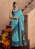 Scuba Blue Printed Patola Silk Saree