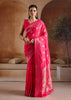 Hot Pink Woven Banarasi Silk Saree