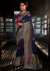 "Exclusive Offer" : Estate Blue Woven Embroidered Banarasi Silk Saree