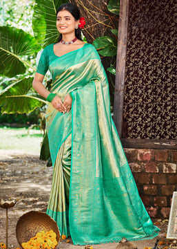 Mint Green Woven Kanjivaram Silk Saree
