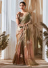 Pre Order: Olive Brown Designer Silk Saree