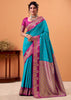 Vivid Blue Banarasi Satin Silk Saree